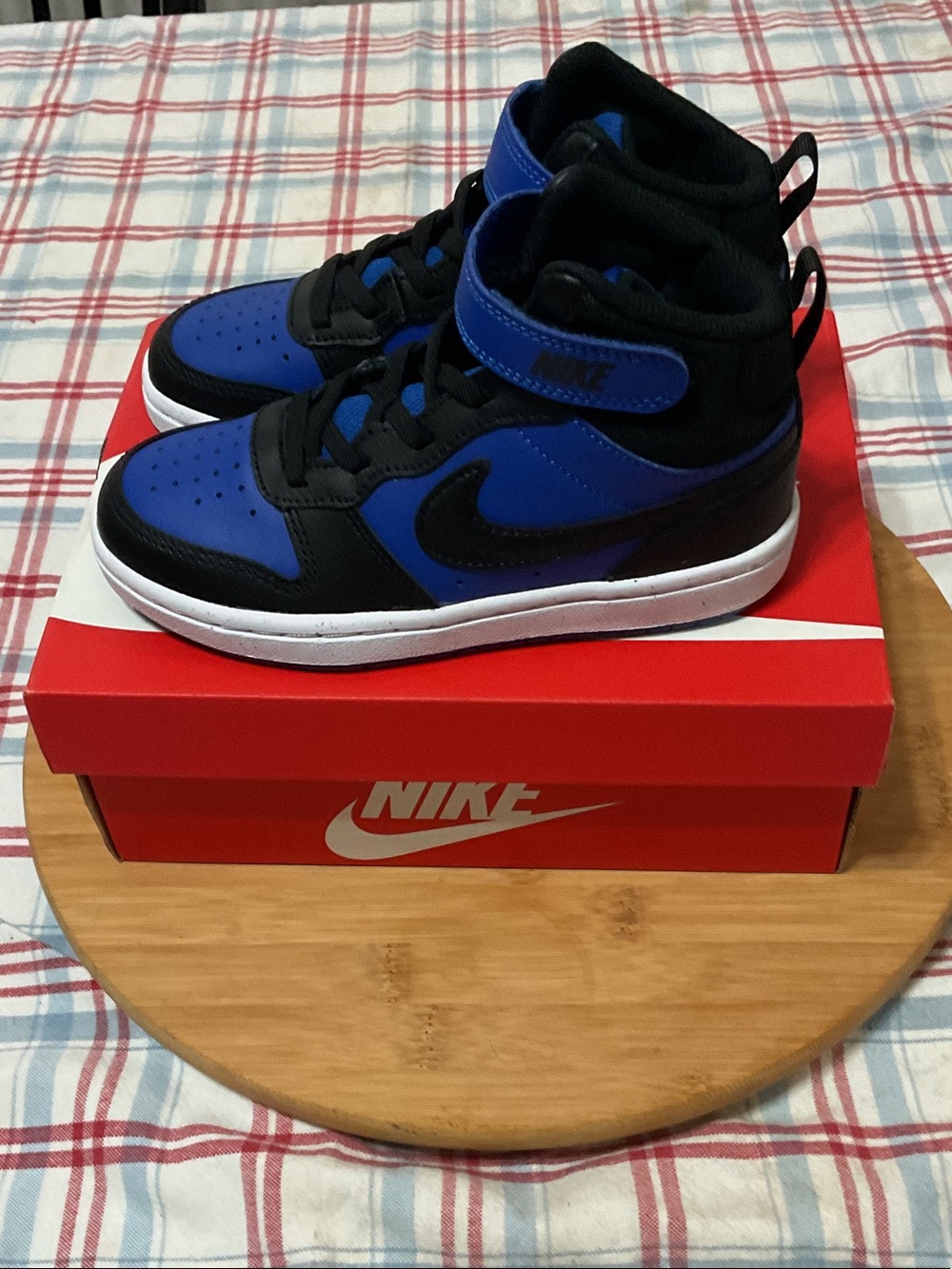 Nike Kids' High-Top Sneakers - Blue and Black court boroughs mid 2 size 12C - Picture 4 of 6